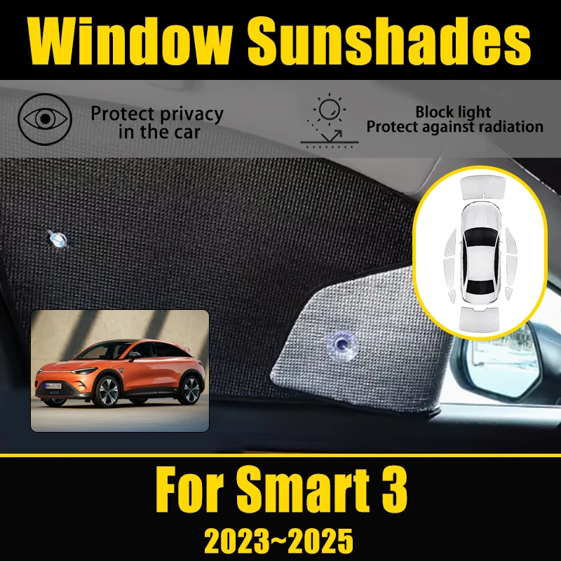 

Car Curtains Windshield Sun Visor For Smart 3 2023 2024 2025 Sunshades Covers Sunscreen Tools Heat insulation Auto Accessories