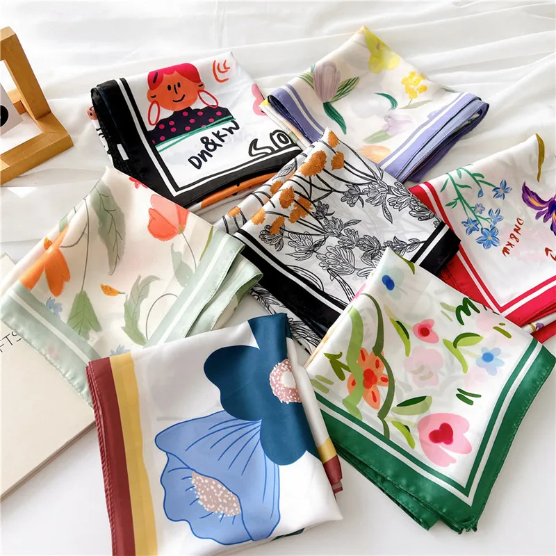 

Весенне-летний квадратный шарф 70 см, модный элегантный женский платок с принтом, шейный платок, тюрбан, повязка на голову, бандана, лента на шею, галстук