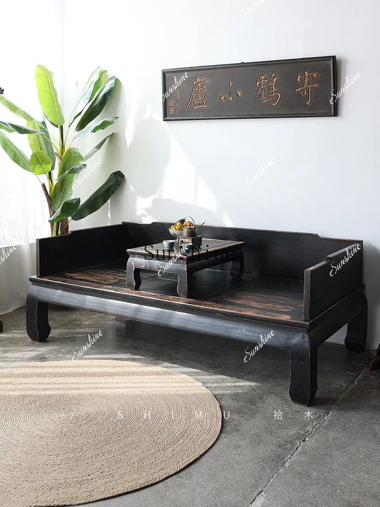 

Double sofa bed Solid wood Chinese elm Ming and Qing classical concubine sleeping collapse FT