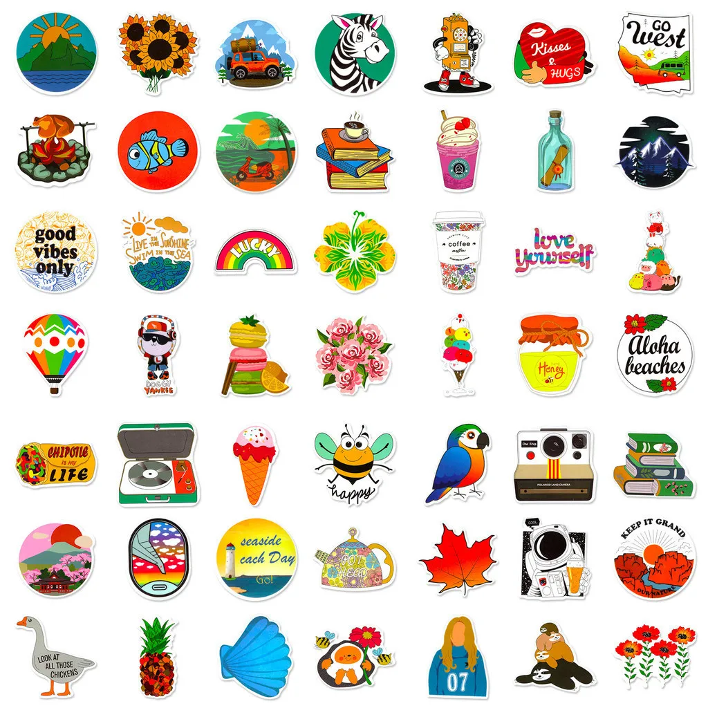 100/50 個の混合トレンディブランドステッカー - ヘルメット、自転車用の小さな新鮮な防水グラフィティ LanLanStickersWorld ストア