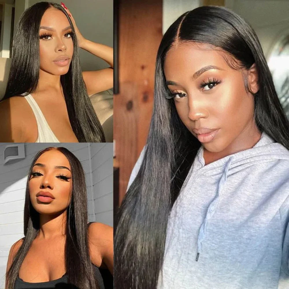 

34 Inch Straight Bone Lace Frontal Human Hair Wig 13x6 Lace Front Pre Plucked Wig Human Hair Remy Swiss Lace Wigs For Women
