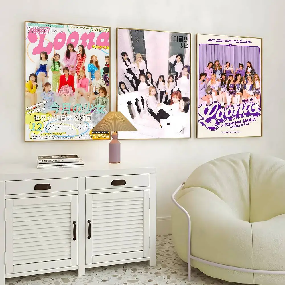 Popular Korea Kpop Band L-Loona Kpop Poster Painting Stickers Dorm Living Room Wall Decoration Gift Home Art Aesthetic