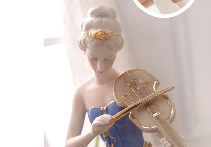 Imagem -03 - Violino de Porcelana Jogando Estatueta Menina Ornamento de Solista em Miniatura Princesa de Cerâmica Decoração de Arte e Artesanato Presente de Aniversário