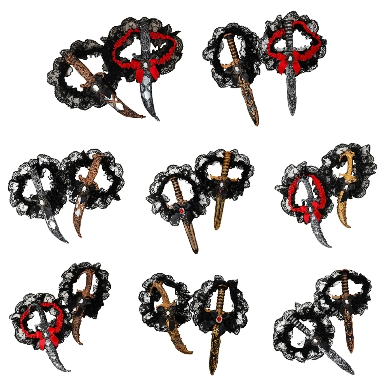 DXAE Pirate lace thigh garter set with decorative blade accents for Halloween cosplay