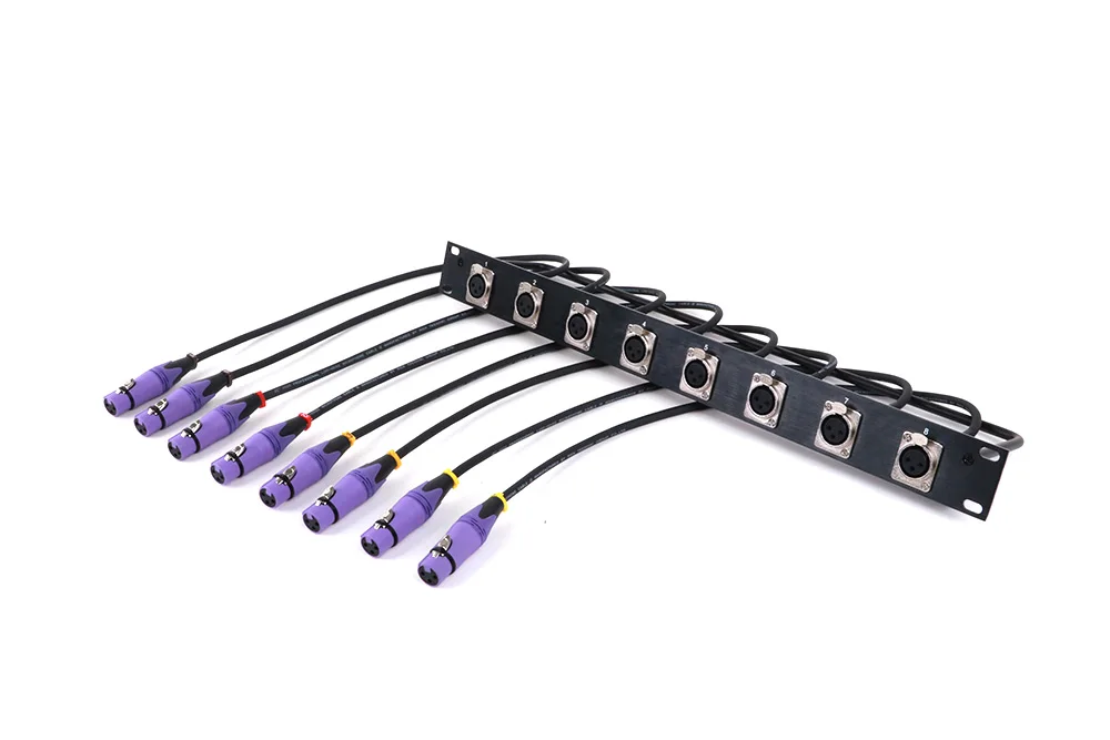 Guerguo 8 Port/Way/Hole Scharnier Patch Panel-1u 19 "Rack Mount D-Typ Stecker, 3-polige XLR Buchse zu XLR Buchse Stecker – Detail 6