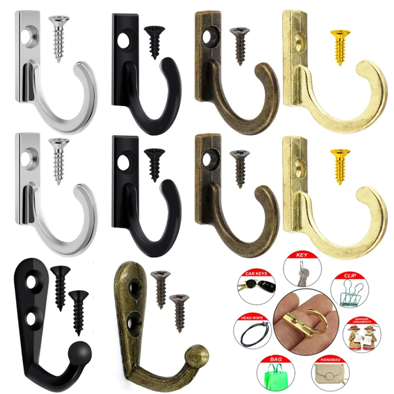 New 10-50Pcs Vintage Storage Rack Wall Hooks For Home Coats Hat Clothes Hanger Towel Keys Wall Mounted Hooks