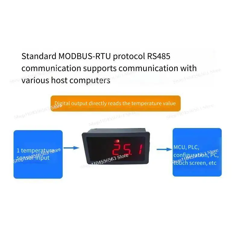 اختبار درجة الحرارة الرقمي BAR05/06 RS485 - جهاز إرسال PT100 وتوافق المزدوج الحراري K مع شاشة عرض تسلسلية أنبوبية رقمية 5 بت #4