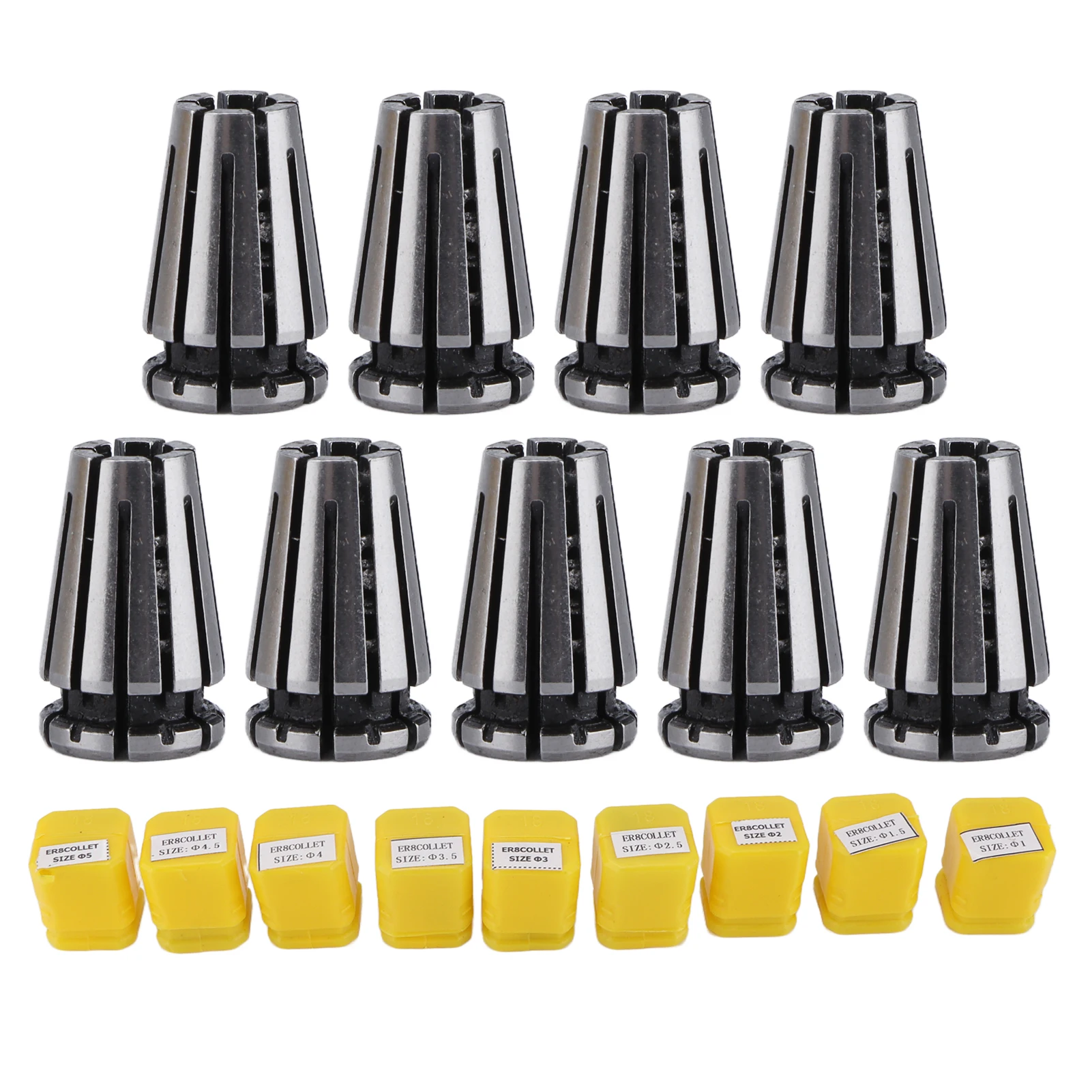 

CNC Collet Chuck Set, 9Pcs Collet ER8 CNC Engraving Machine Milling Lathe Tool Tap Chuck High Accuracy