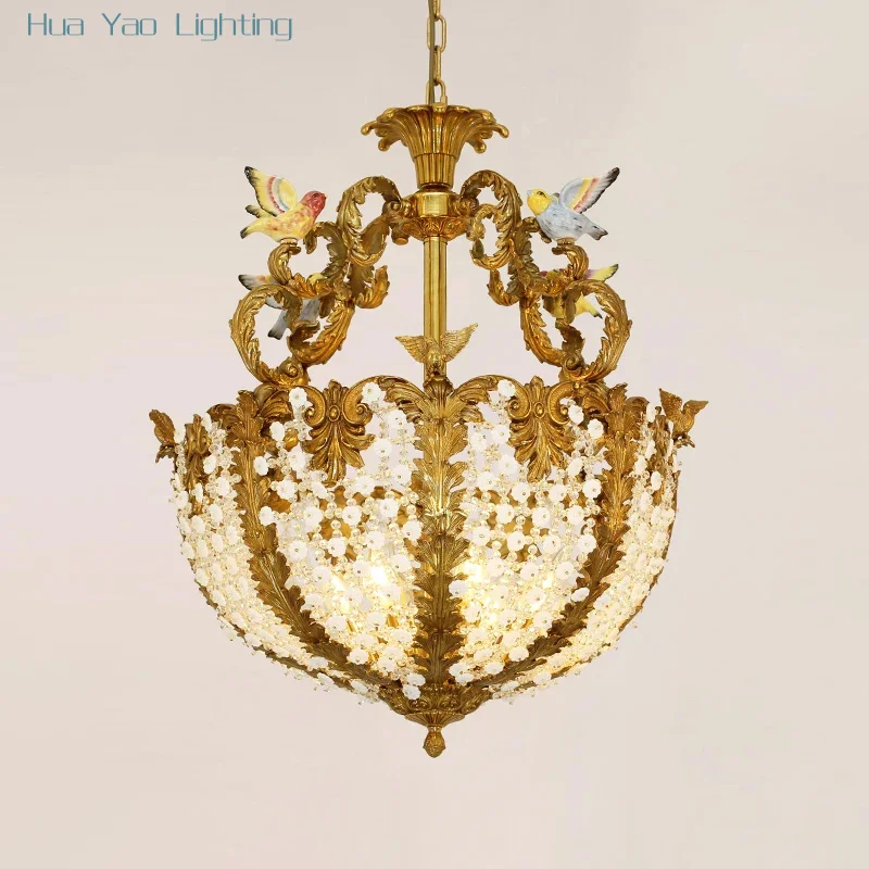 

French medieval crystal chandelier luxury European palace all-copper restaurant bedroom corridor entrance lamp