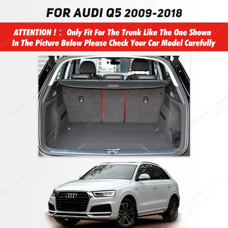 Car Trunk Mat For Audi Q5 MK1 8R  2009-2018 10 11 12 13 14 15 16 17 Custom Car Accessories Auto Interior Decoration