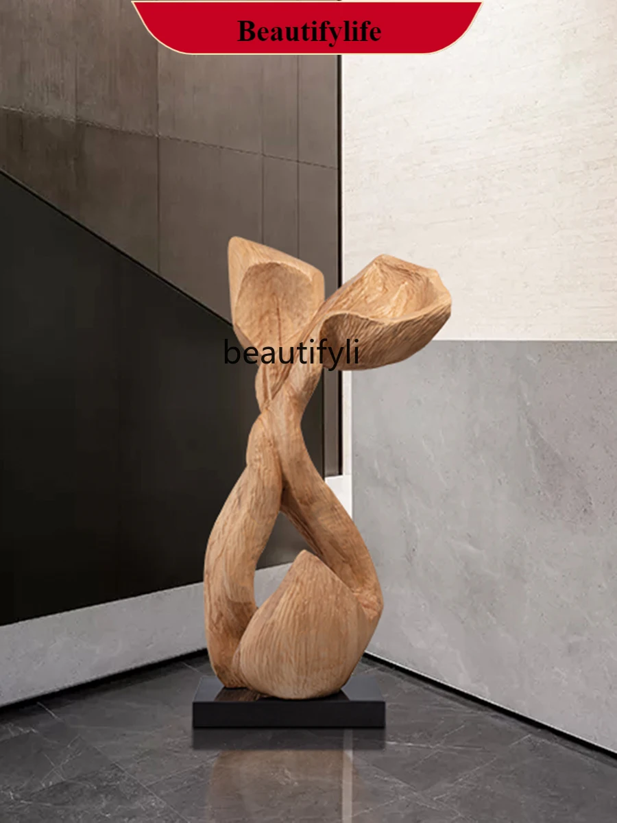 

F132 Abstract Wooden Sculpture Wood Carving Craft Hotel Lobby Sales Office Entrance Floor Ornaments