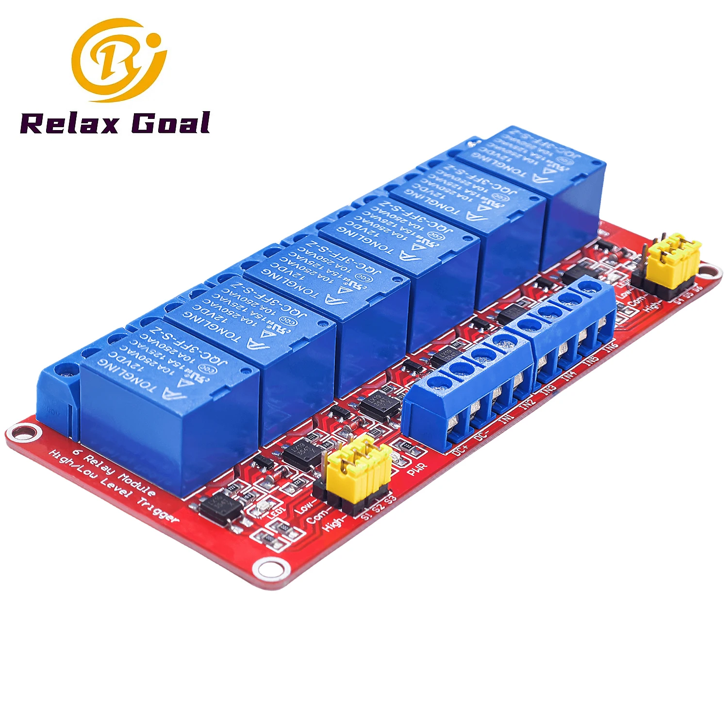 

Relay Module 6 Channel 5V 12V 24V Board Shield With Optocoupler Isolation Support High and Low Level Trigger for Arduino