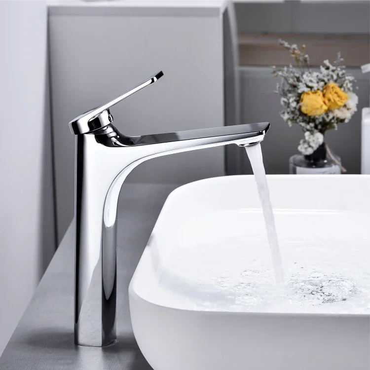 

005 hot and cold water mixer taps bathroom Chrome basin faucet foshan basin faucets long spout basin faucet