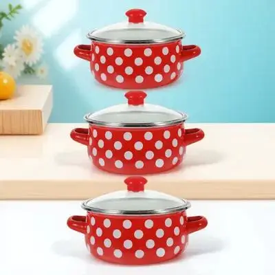 

1Set Mini Soup Stockpot Enamel Pot Set Double Handle Non Stick Cooking Pots for Home Kitchen Use Enamel Pot Saucepan with Handle