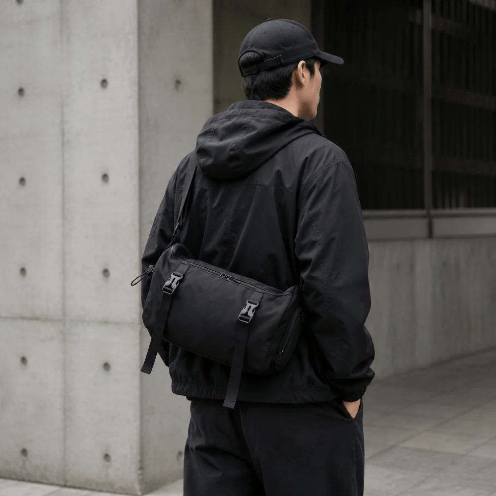 Fashionable Nylon Material Crossbody Bag Large Capacity Korean Style Single Shoulder Bag Casual Backpack For Men