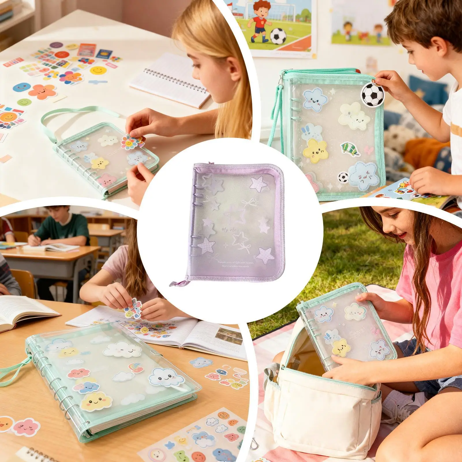 

Trading Card Binder A5 Clear Waterproof Sleeves With 20 Replaceable 4-Compartment Pages Waterproof Trading Card Storage Binder