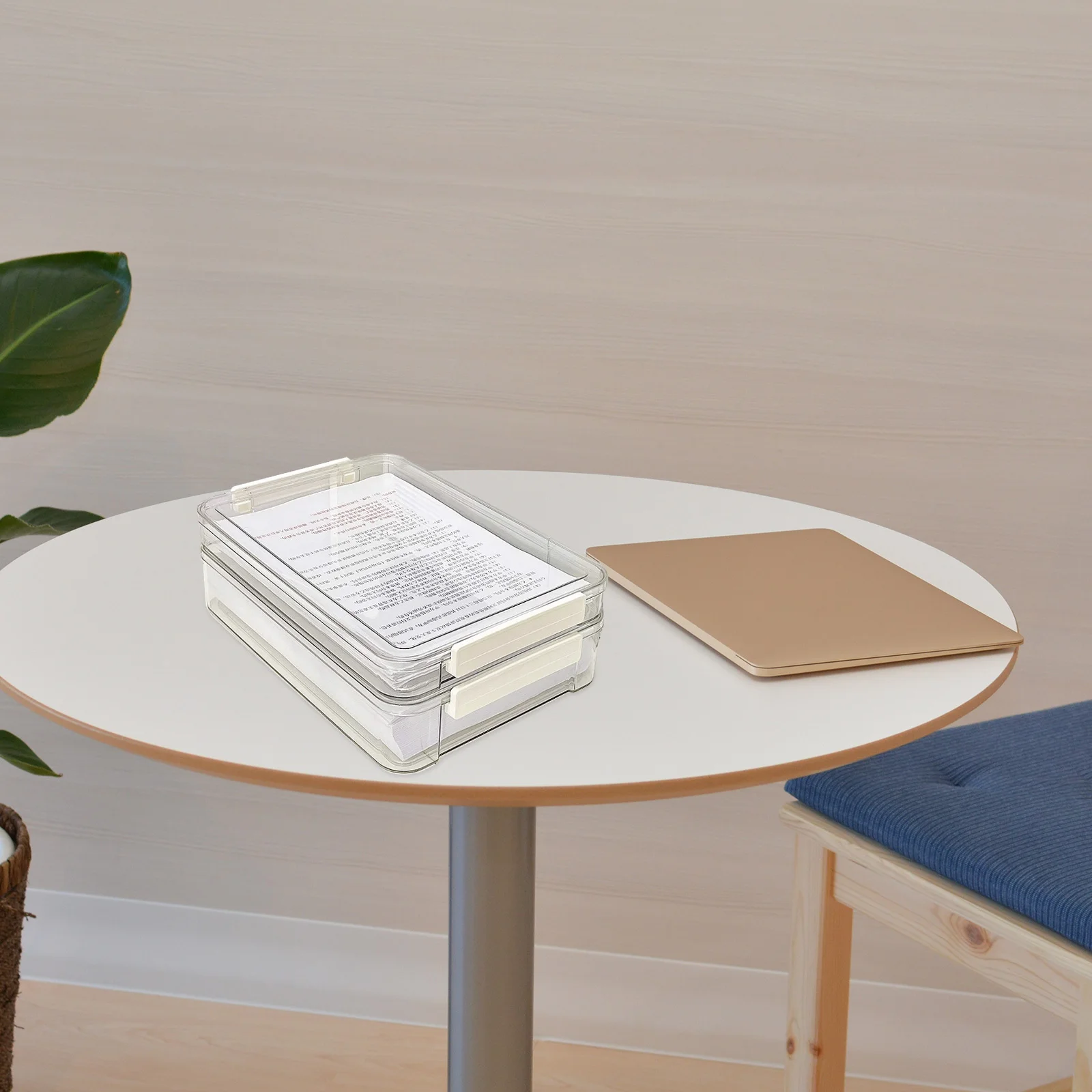 

2Pcs File Organizer Box Transparent Stackable Plastic Document Storage Box Lid Paper Holder for Office School Magazine Storage