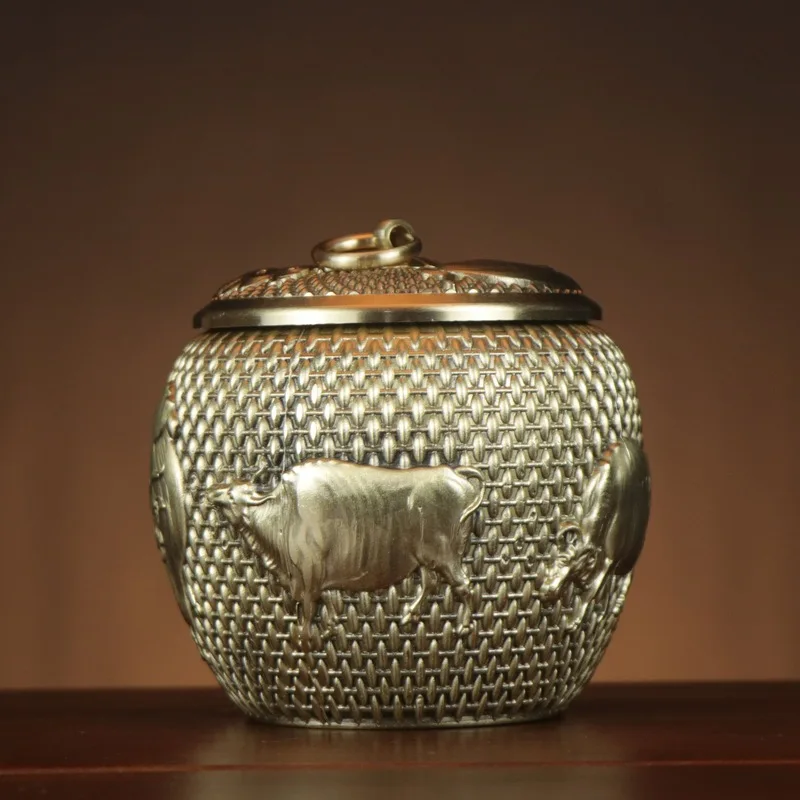 Wuniu Canister, Sealed , High-End Small Metal Tea Box, Storage Jar, Copper Ashtray