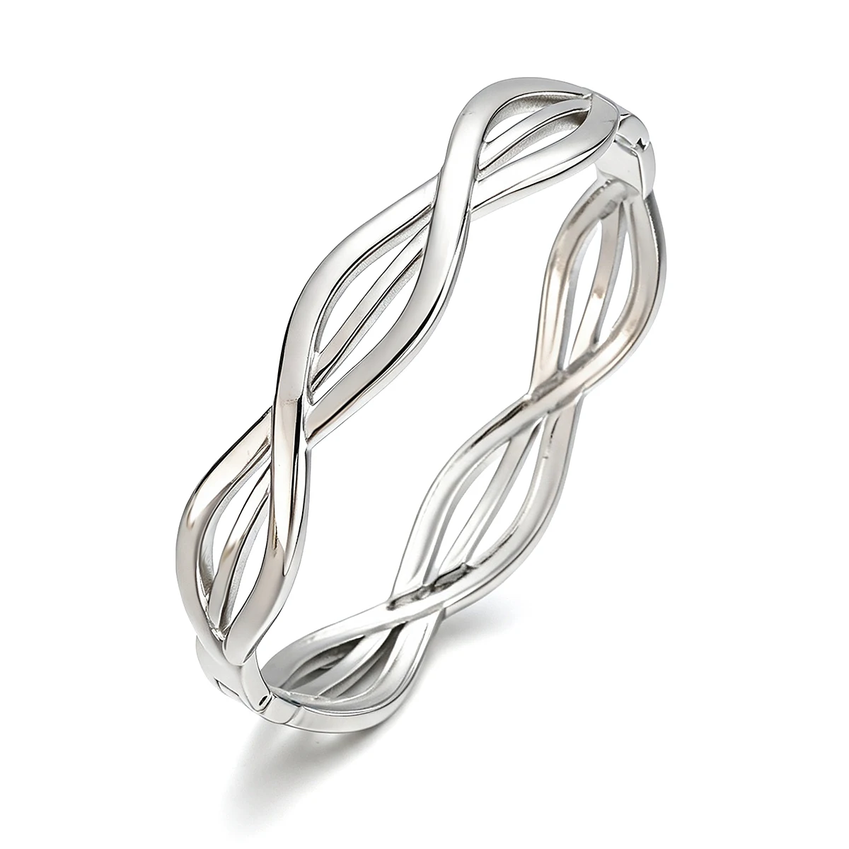NEWBUY Classic Hollow Design Stainless Steel Bangles For Lady Silver/Gold Color Non-Fading Jewelry Gift