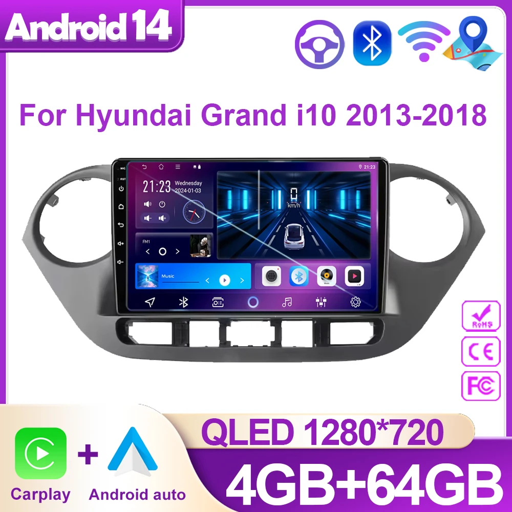 

Android 14 Carplay Auto Car Radio For Hyundai Grand I10 2013 2014 2015 2016 2017 2018 GPS Recorder Multimedia Player No 2din DVD