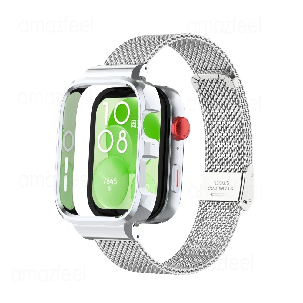 Strap Case Protector for Huawei Watch Fit 3 Smart Watch Metal Bracelet+Cover for huawei watch fit 3 Wristband Protective shell
