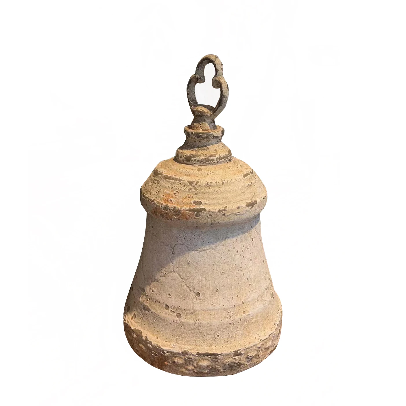 French Countryside Retro Vintage White Handcrafted Metal Tabletop Decoration Hand Bell