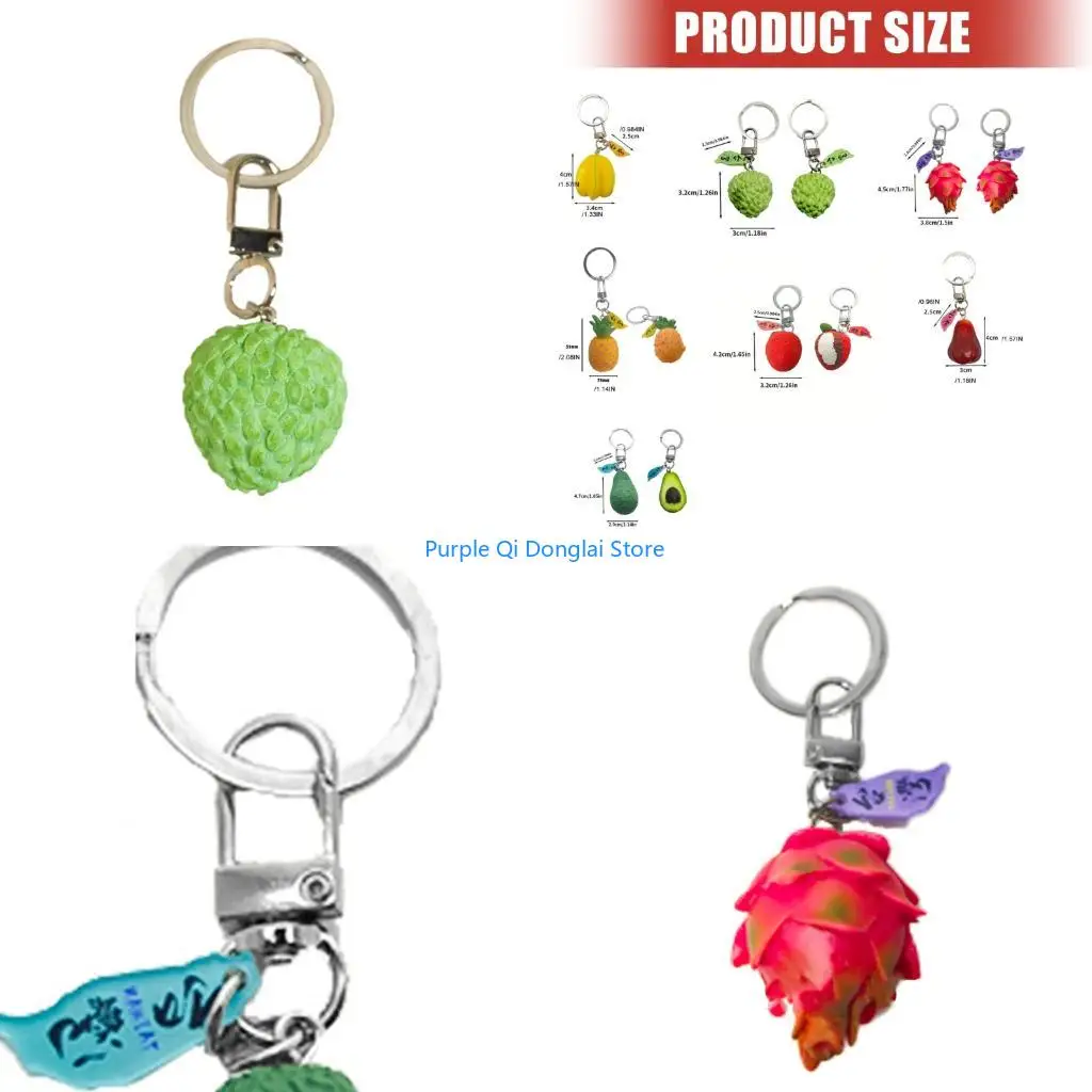 L21E Playful Miniature Fruit Pendant Keychain Multi Purpose Decoration Wallet Hanging Ornament For Bags Phones Youth