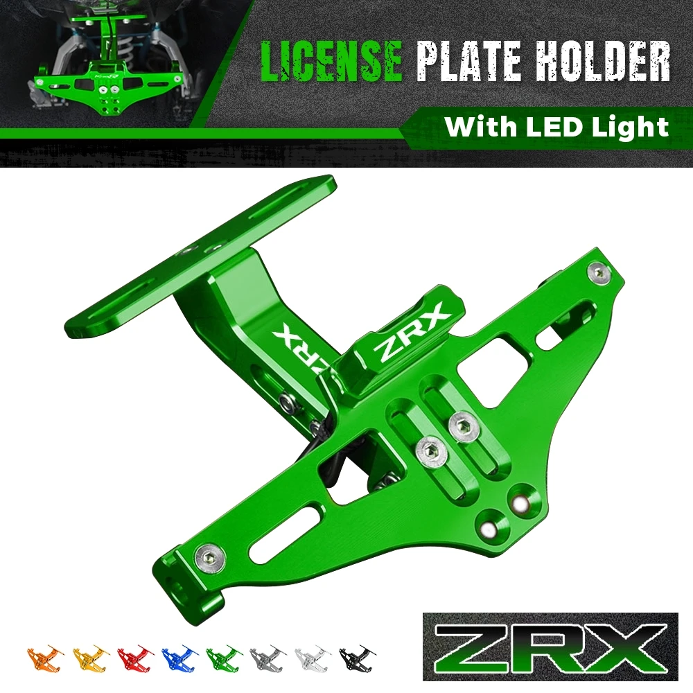 

For Kawasaki ZRX400 ZRX1100 ZRX1200 Motorcycle License Plate Holder Adjustable with LED Turn Signal Lights ZRX 400 1100 1200