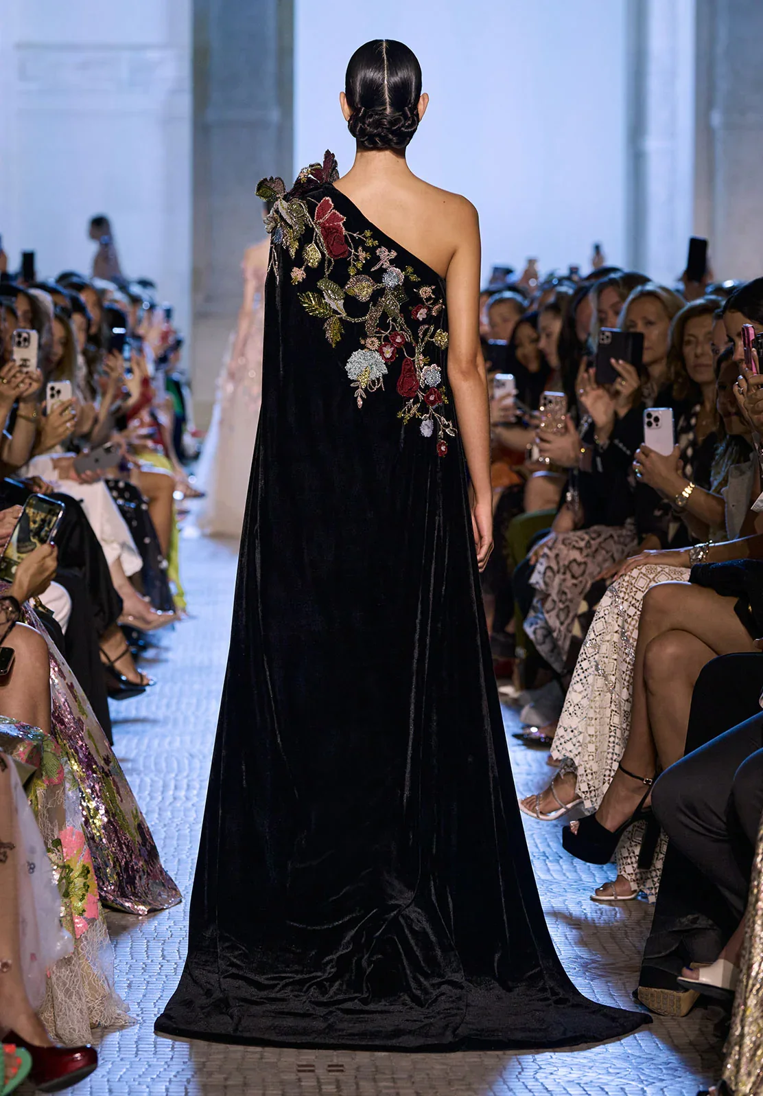 LY26 New Arrival Black Velvet One Shoulder Flowers Bead mermaid فساتين السهرة vestidos de fiesta فساتين سهره evening dresses