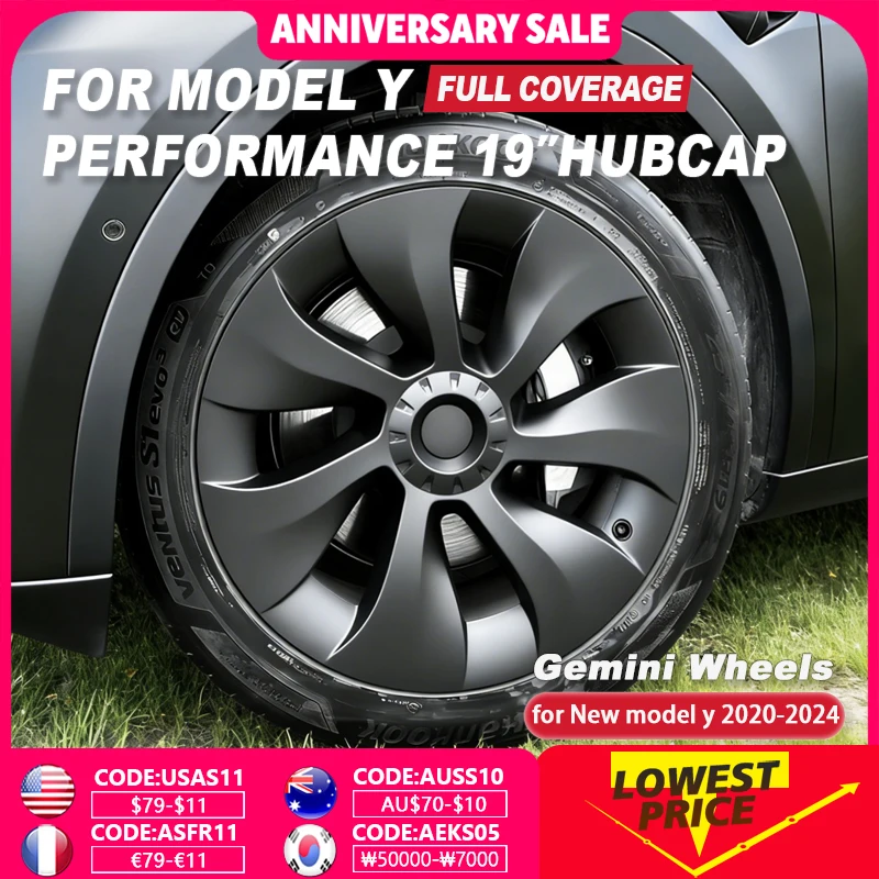 

4PCS Wheel Cover Performance Replacement for Tesla Model Y 19 Inch Wheel Caps Automobile Hubcap Full Cover Accessorie 2023 2024