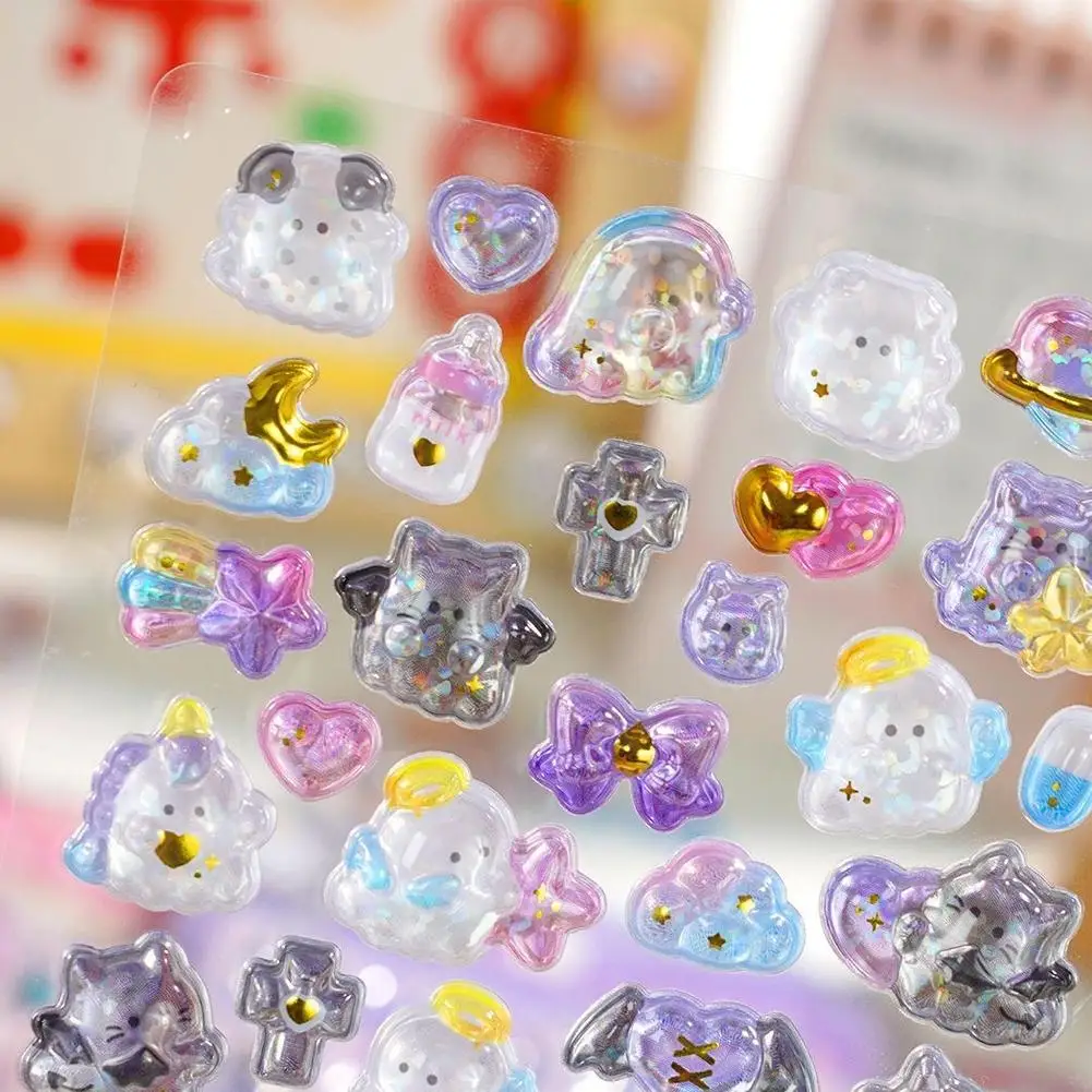 3D Relief Jelly Cartoon Journal Sticker Colorful Kids Stickers Girls Birthday Gifts Animal Candy Sticker Scrapbook Decoration