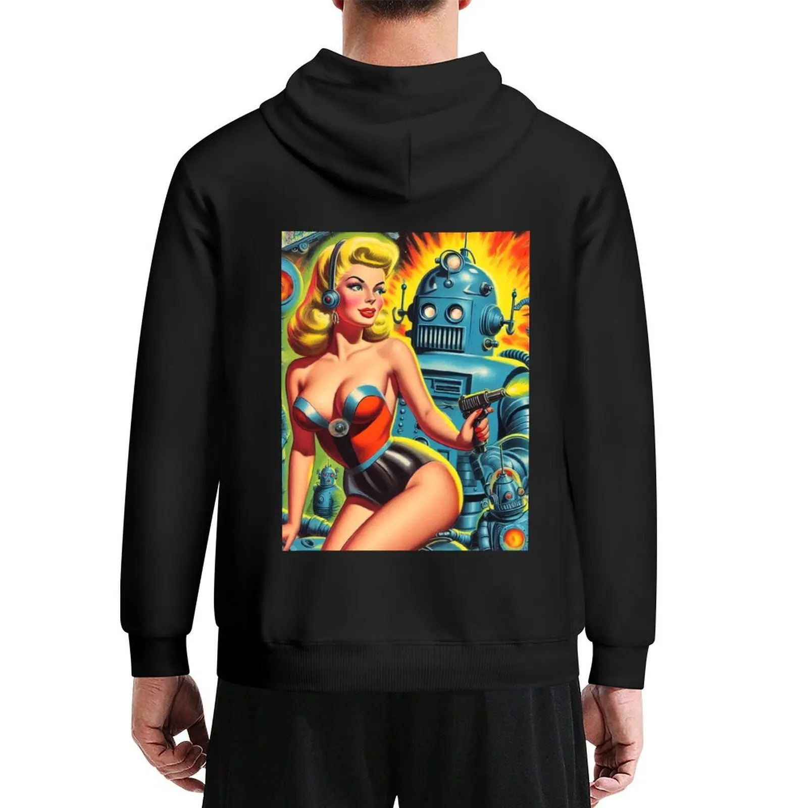 

Retro Robot Pin-up Hoodie men clothes men clothing clothes for men men's sweat-shirt set graphic hoodies