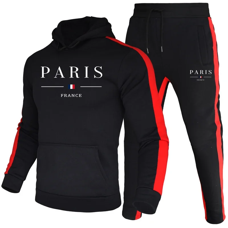 

Jogging Mens Tracksuit Print Casual Hooded Sweatshirt Sweatpants Set Outdoors Fitness Sports Mens Clothing Hot Sales Sportswear