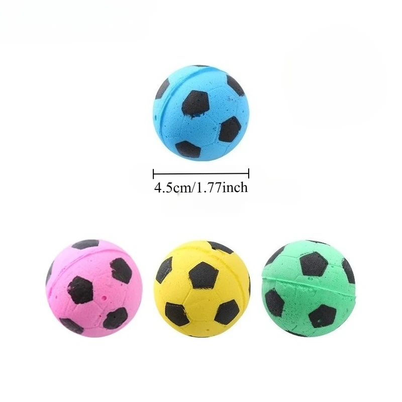 Colorful Foam Soccer Cat Toy Balls Lightweight Sponge Football Kitten Interactive Play Balls Soft Pet Chase Toys for Indoor Cats