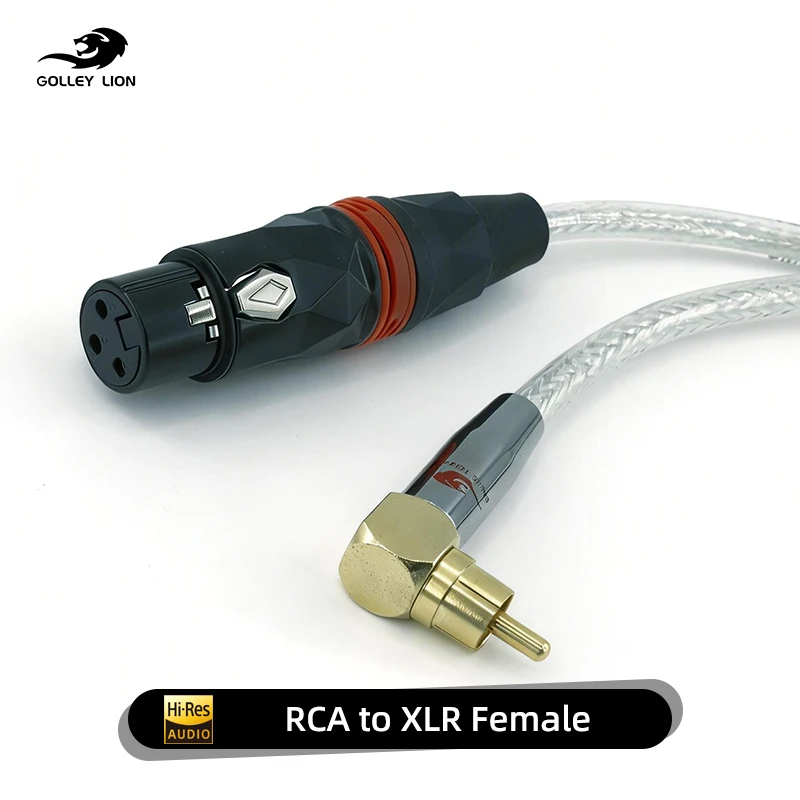 GOLLEY LION 90 Degree Right Angle RCA Plug to 3-Pin XLR Female Audio Cable, Gold-Plated Connector, Tinned Copper Conductor