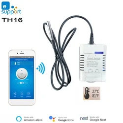 WIFI Temperature Humidity Controller Sensor,Ewelink Remote 16A TH16 Smart Switch  Energy Consumption Monitor For Alexa Google