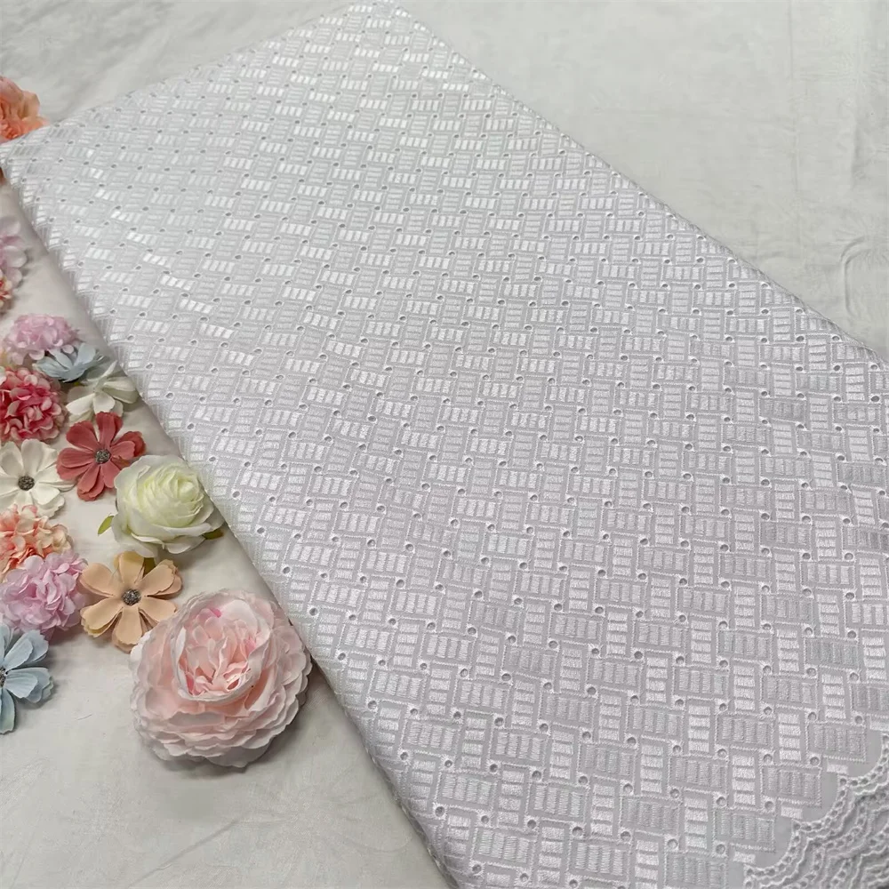 

5 ярдов швейцарская вуаль, 100% хлопок, роскошное швейцарское кружево, белая вуаль, кружевная ткань, африканское женское платье, ткань