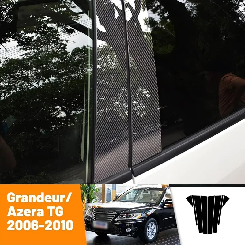 

Car Black Carbon Fiber Doors and Windows B C Stickers Accessories For Hyundai Grandeur Azera TG 2006-2010 2007 2008 2009