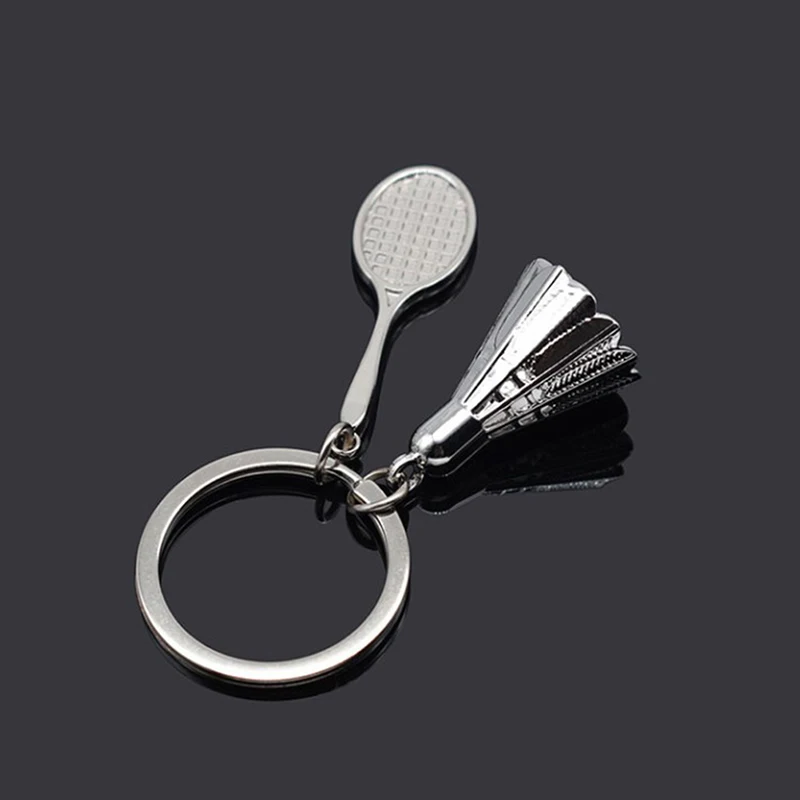 LLavero de bádminton y raqueta, llavero de volante, estilo de Metal, accesorios creativos, regalos de cumpleaños, 1 pieza