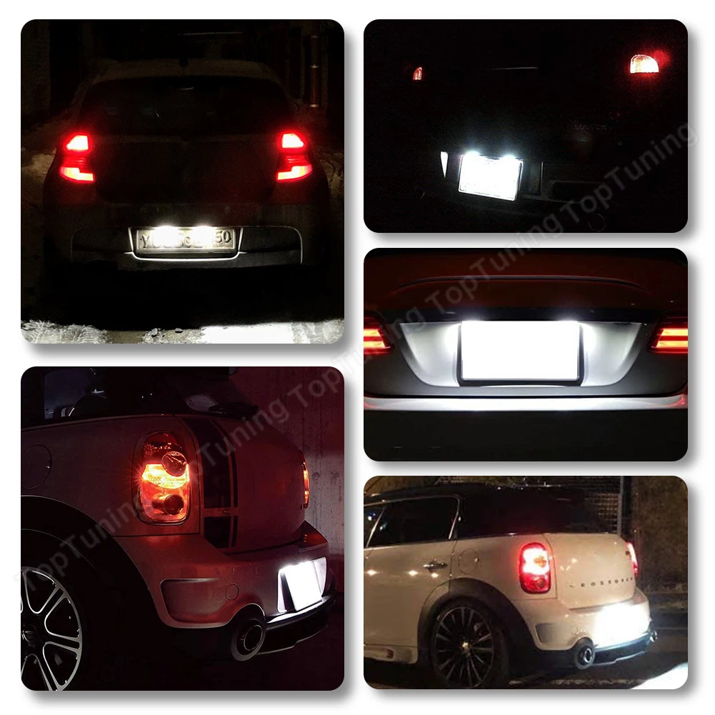 2x For Mini Cooper R55 R60 R61 LED License Number Plate Car Light Lamp For BMW E63 E64 E81 E87 E89 F20 F21