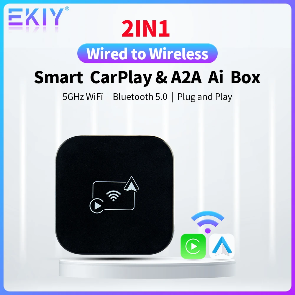 EKIY Smart CarPlay Box Wireless Android Auto Adapter For Toyota Mazda Nissan Camry Suzuki Subaru Citroen Audi Mercedes Kia Ford 