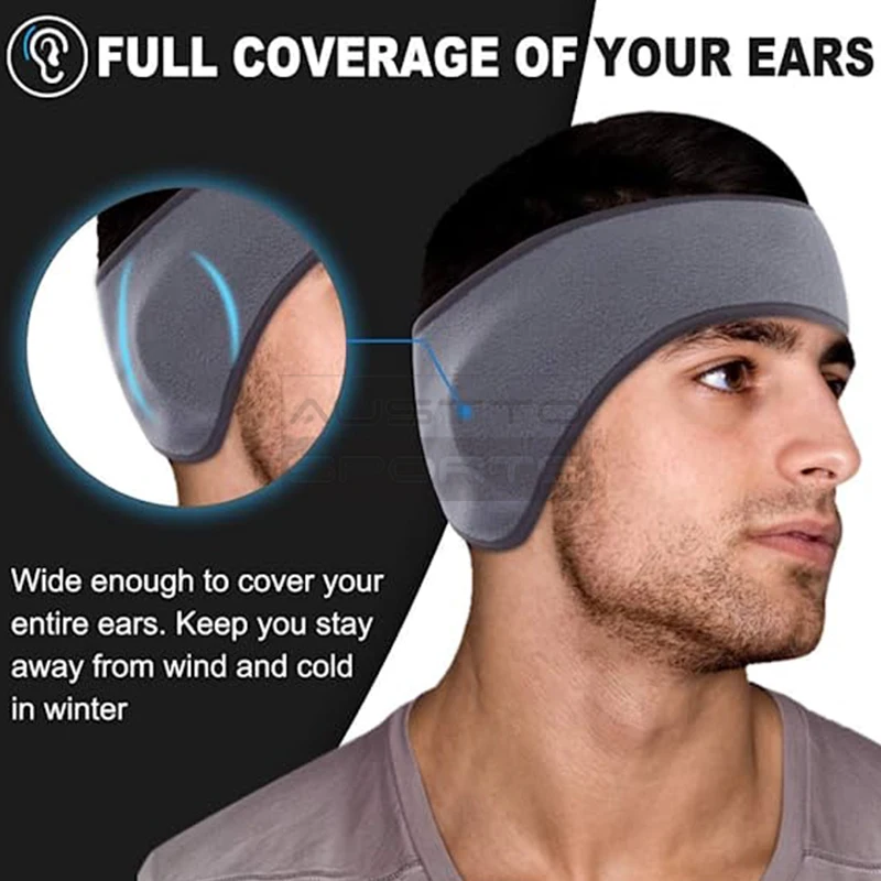 Austto Winter Fleece Ear Muffs Warmers Headband Therma Ear Band for Men & Women for Running Skiing Workout Sports