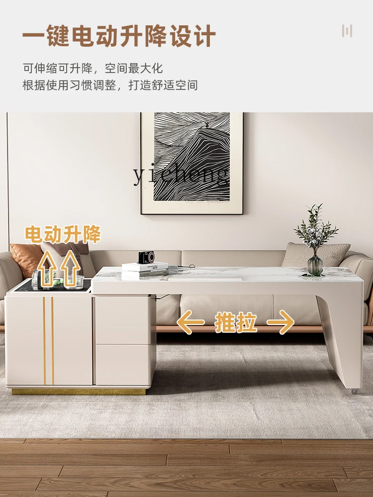 XC Multi-Function Lifting Tea Table Tea Making with Induction Cooker Dining Table Integrated Home Living Room Modern