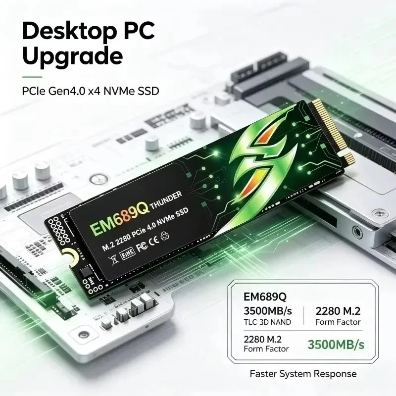 Original EM689Q SSD NVMe M.2 4TB 3500MB/s M.2 2280 PCIe Gen4.0x4 Fast Pro Built-in Solid State Drive Disk for Laptop Desktop.