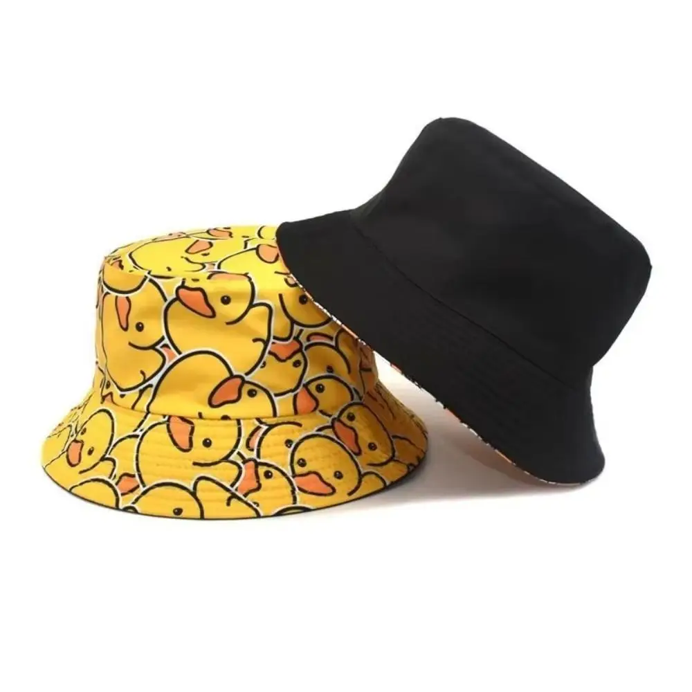 Double Sided Yellow Duck Fisherman's Hat Trendy Design Versatile Style Summer Equipment Hat Yellow Duck Pattern