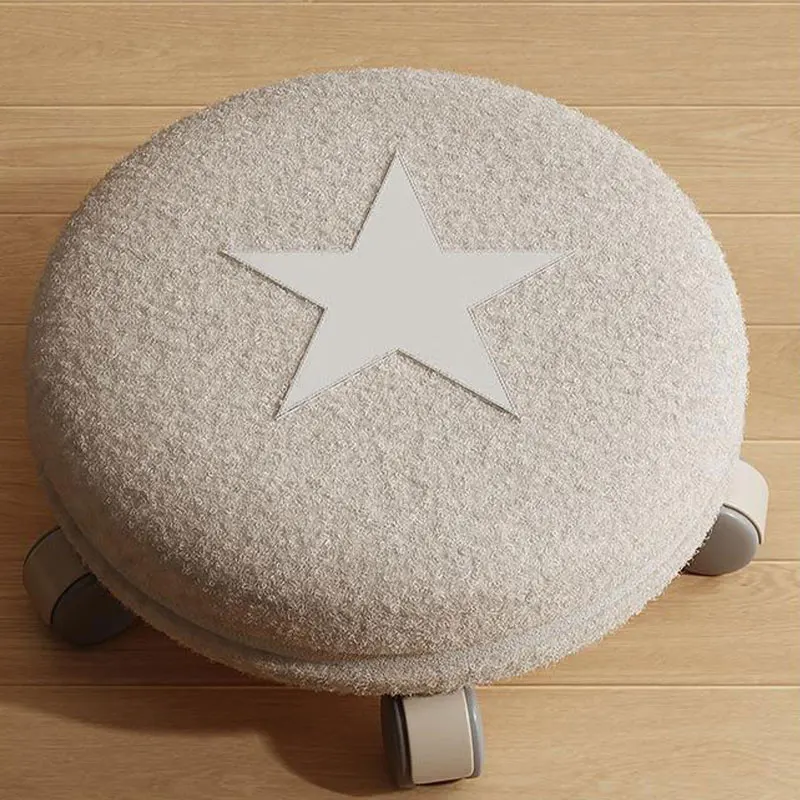 Wheeled Low Stool Universal Wheel Small Stool Lamb\'s Wool Household Shoe-changing Low Stool Mute Non-slip Wheel Footstool