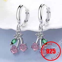 Stamp 925 Sterling Silver Sweet Cherry Drop Earrings for Women Statement Fine Jewelry Brinco 2026 new