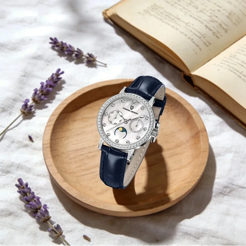 PAGANI DESIGN Women Quartz Watch Waterproof Small Second Sapphire Crystal Calendar Moon Phase Multifunction Wristwatch view 3