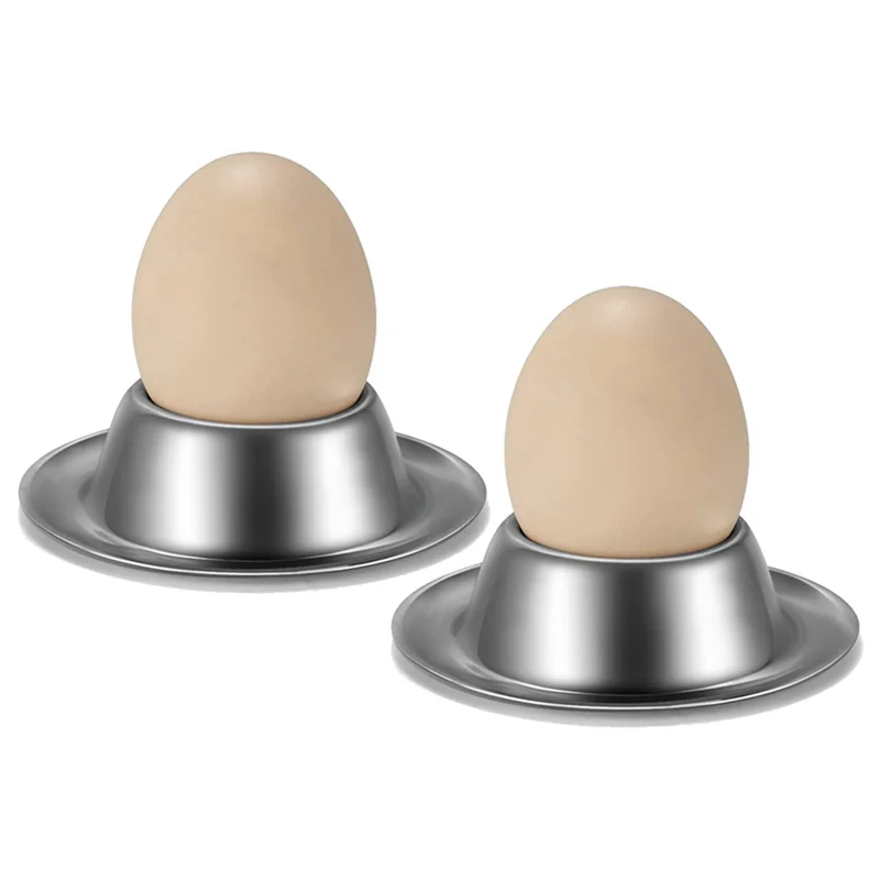 B03C-Juego de portavasos para huevos, paquete de 6, platos y hueveras de acero inoxidable, soporte para vajilla para huevos duros y suaves, expositor de cocina