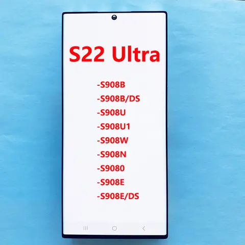 Süper AMOLED S22 ultra Samsung Galaxy S22 ultra S980 S980B LCD Ekran Dokunmatik Ekran Digitizer kusurlarla Ekran değiştirin